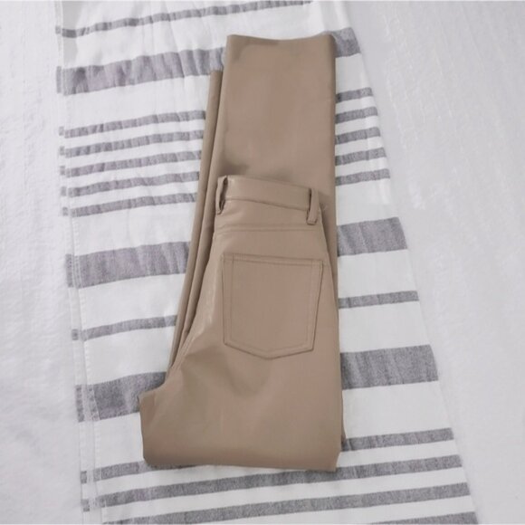 Aritzia Wilfred "Melina" Straight Fit Tan Vegan Leather Pants- New - Picture 13 of 16